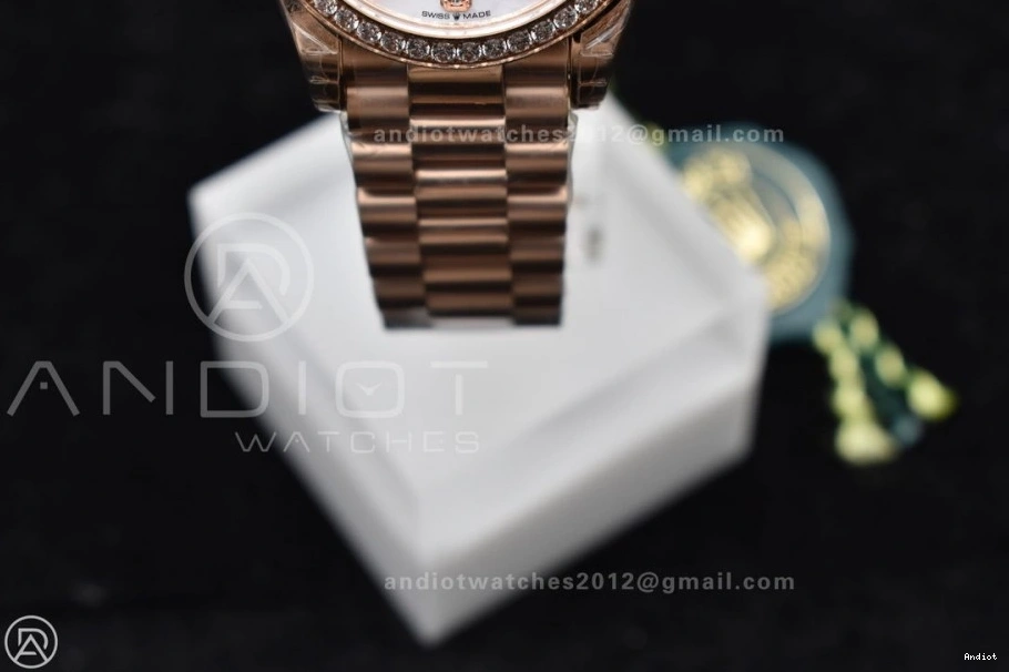Full MOP 31 RG Sporty Sytle Diamond 551 Dial Case GSF Bracelet President On DateJust 278275 Ladies 316L Steel and 0704